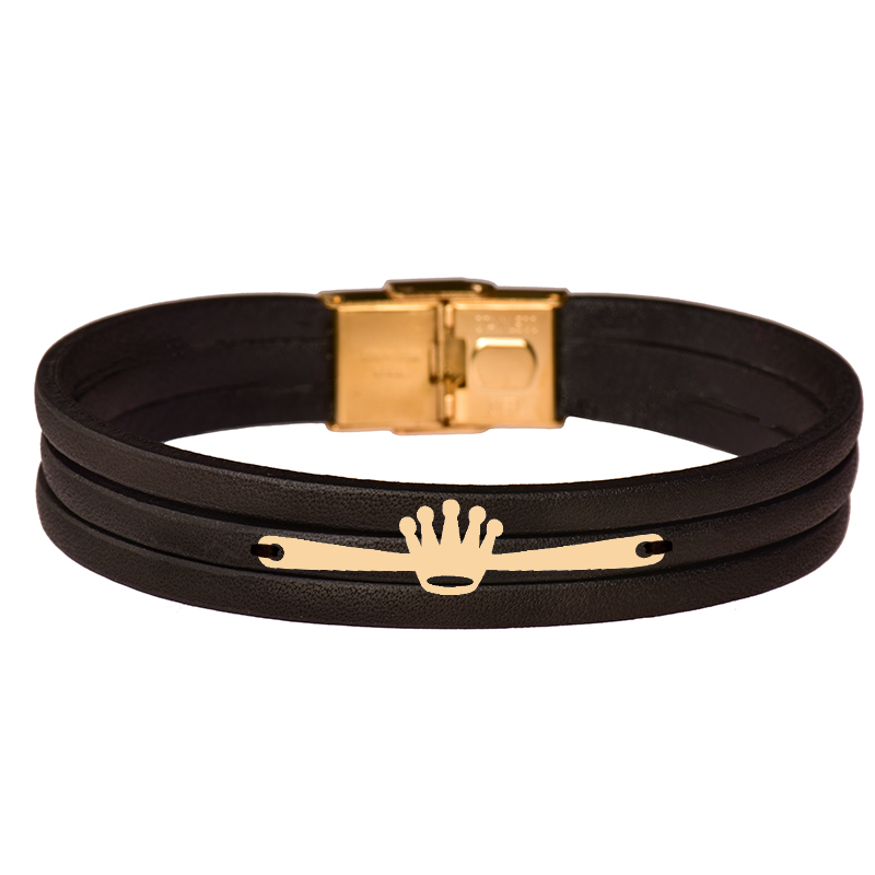 دستبند طلا 18 عیار مردانه کرابو طرح تاج مدل Kr102270