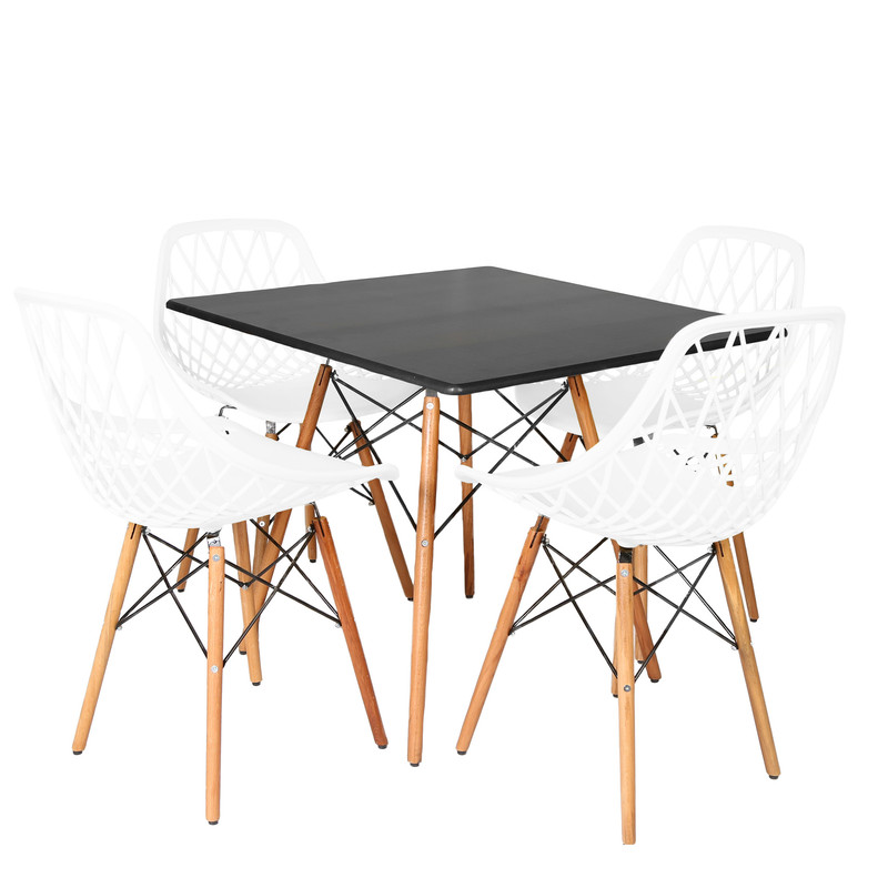 میز و صندلی ناهارخوری چهار نفره مدل الماس فایبرگلاس پایه ایفلی MM