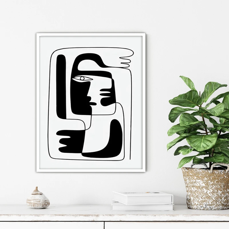 تابلو آتریسا طرح لاین آرت مدرن مدل ATFL68 فریم سفید