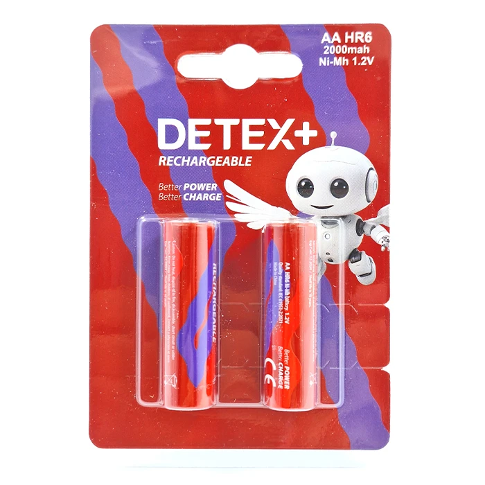 باتری قلمی قابل شارژ دتکس پلاس مدل HR6 بسته دو عدد