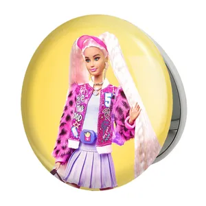 آینه جیبی خندالو طرح عروسک باربی مدل تاشو کد 24627 