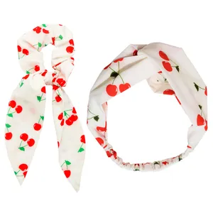 ست هدبند و کش مو زنانه دلنار گالری مدل آلبالو مجموعه 2 عددی