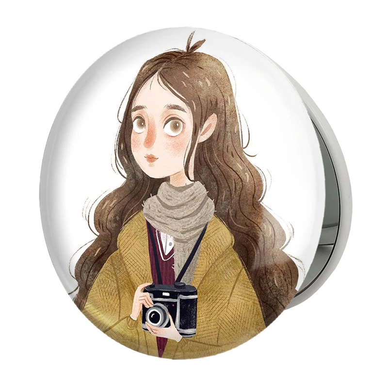 آینه جیبی خندالو طرح دخترونه مدل تاشو کد 6095 