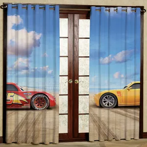 پرده طرح ماشین ها مدل مخمل پانچی کد 2_46*945 W سایز 140x280 سانتی متر