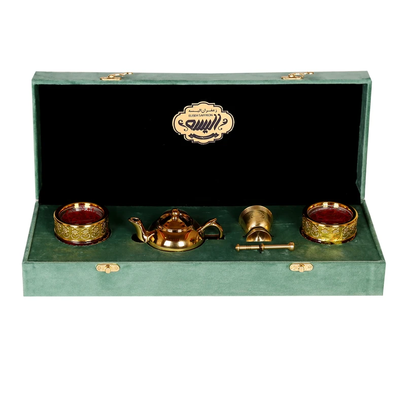 زعفران هدیه رويال پيچك الیسه سرخ - 18.432 گرم به همراه قوری و هاون