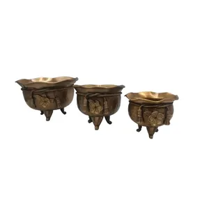 شکلات خوری برنجی مدل چکشی کد 7132-3 مجموعه 3 عددی