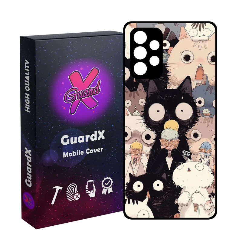 کاور گارد ایکس طرح گربه مدل Glass10802 مناسب برای گوشی موبایل سامسونگ Galaxy A52/A52S