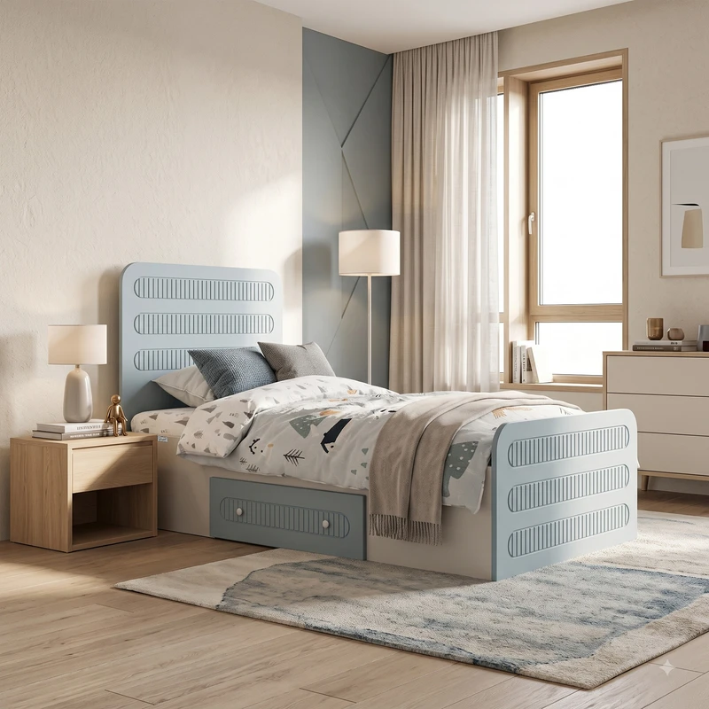 تخت‌خواب ام دی اف یک نفره اعیان مدل FH1041 سایز 80 * 180 سانتی‌متر
