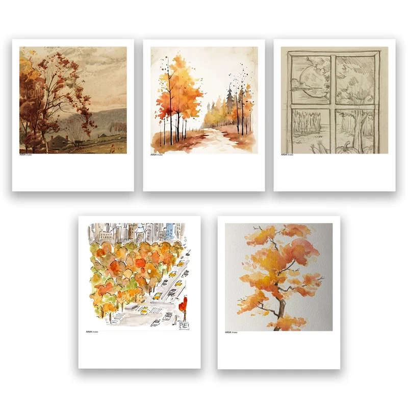 آویز تزیینی عرش مدل فانتزی پاییز کد Asa590 مجموعه پنج عددی