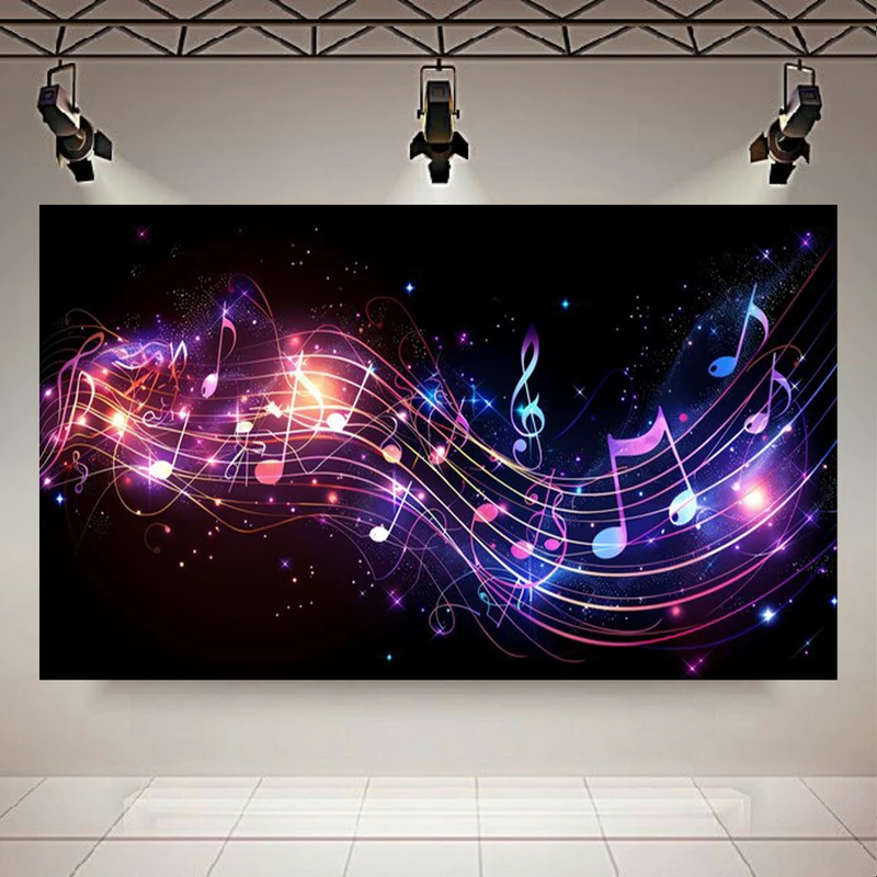 تابلو بوم طرح مخمل نت موسیقی مدل نئون کد AR303816