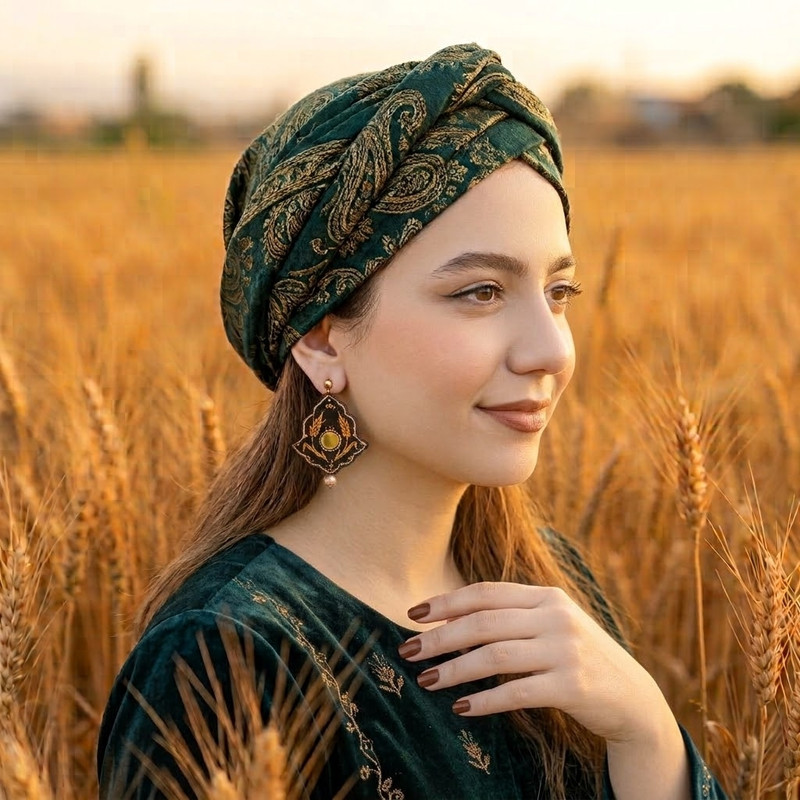 گوشواره دست دوز زنانه مدل رقص گندم