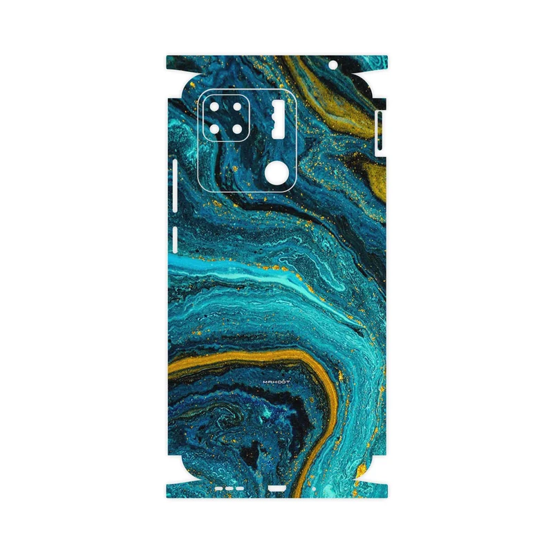 برچسب پوششی ماهوت مدل Turquoise marblewith golden streaks-FullSkin مناسب برای گوشی موبایل شیائومی Redmi 10A