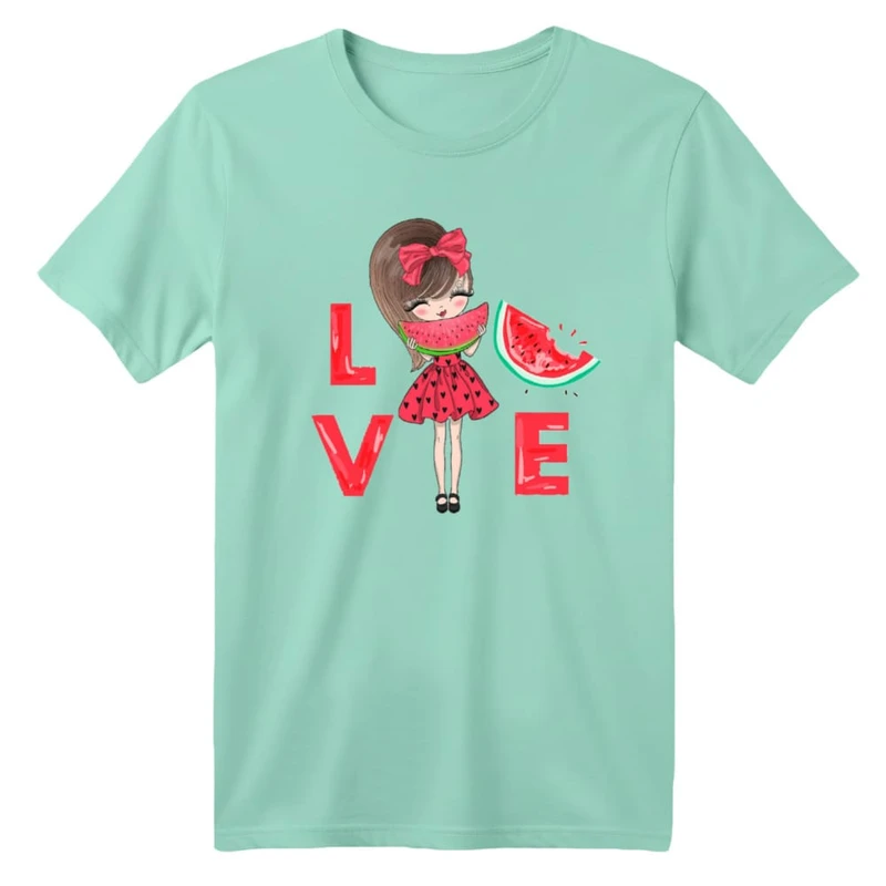 تی شرت آستین کوتاه بچگانه مدل دخترک یلدایی کد 17