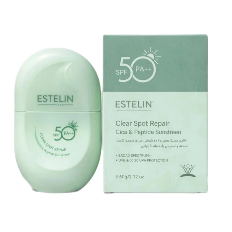 کرم ضد آفتاب بی‌رنگ صورت استیلن SPF 50 مدل سرامید و سنتلا ‌محافظ UVA ، UVB و PA++، مناسب برای انواع پوست، حجم 60 میلی‌لیتر