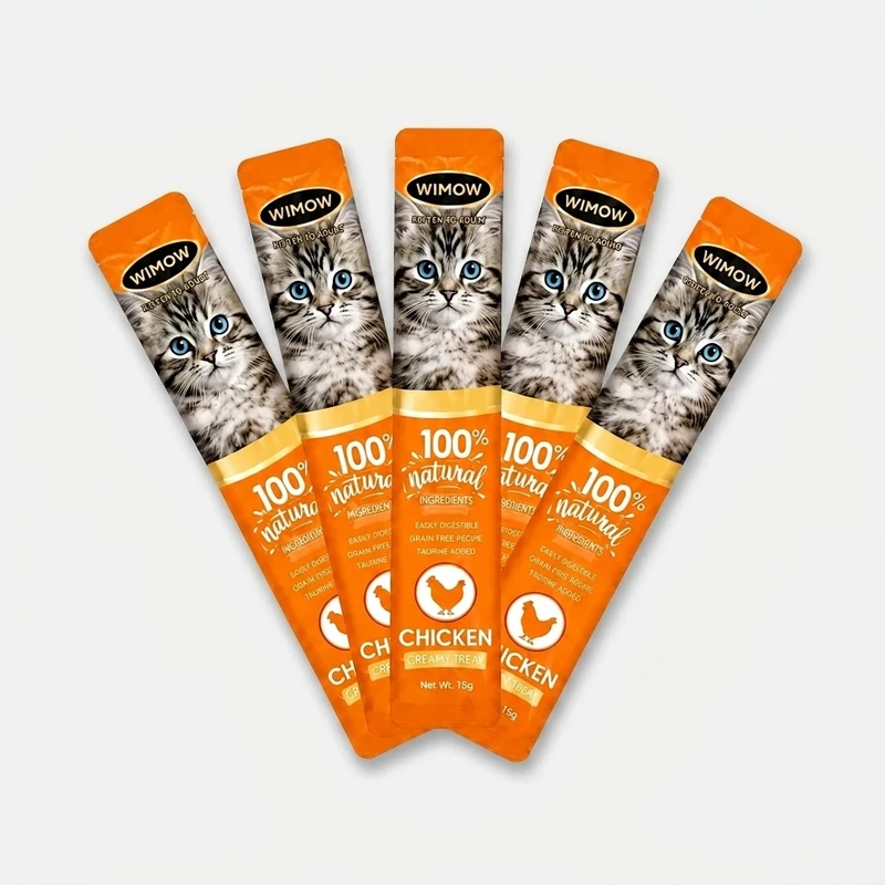 بستنی گربه ویموو مدل Cat Snacks طعم مرغ وزن 15 گرم بسته 5 عددی 