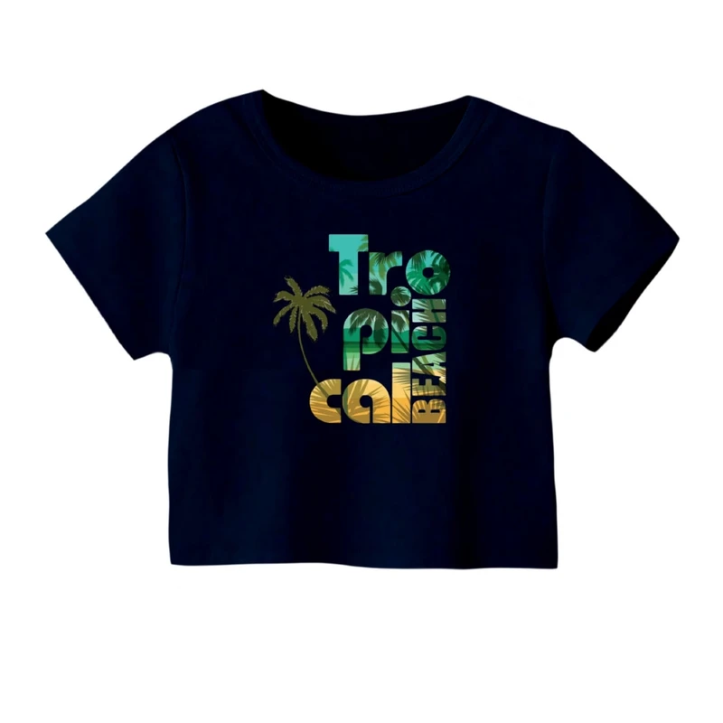 کراپ‌ تی‌شرت آستین کوتاه زنانه مدل ساحل 1