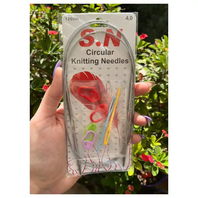 میل بافتنی مدل S.N-04 به همراه سنجاق نشانه گذار بافتنی و سوزن دوخت کاموا مجموعه 7 عددی