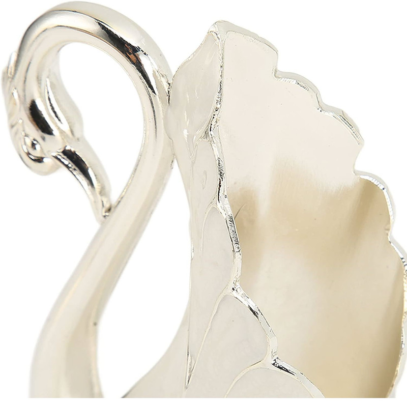 قاشق چای خوری مدل نگین دار طرح قو بسته 6 عددی به همراه جاقاشقی