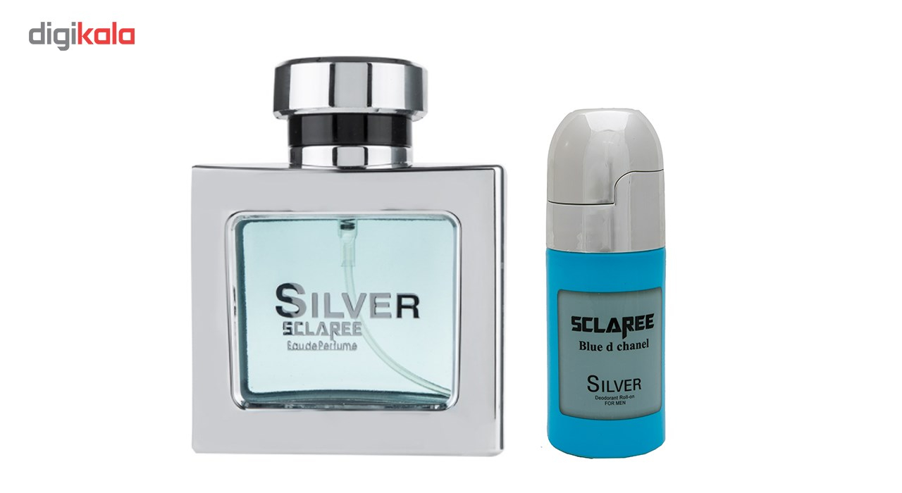 ادوپرفیوم مردانه اسکلاره مدل Silver حجم 105 میلی لیتر به همراه رول ضد تعریق مردانه اسکلاره مدل Silver حجم 60 میلی لیتر