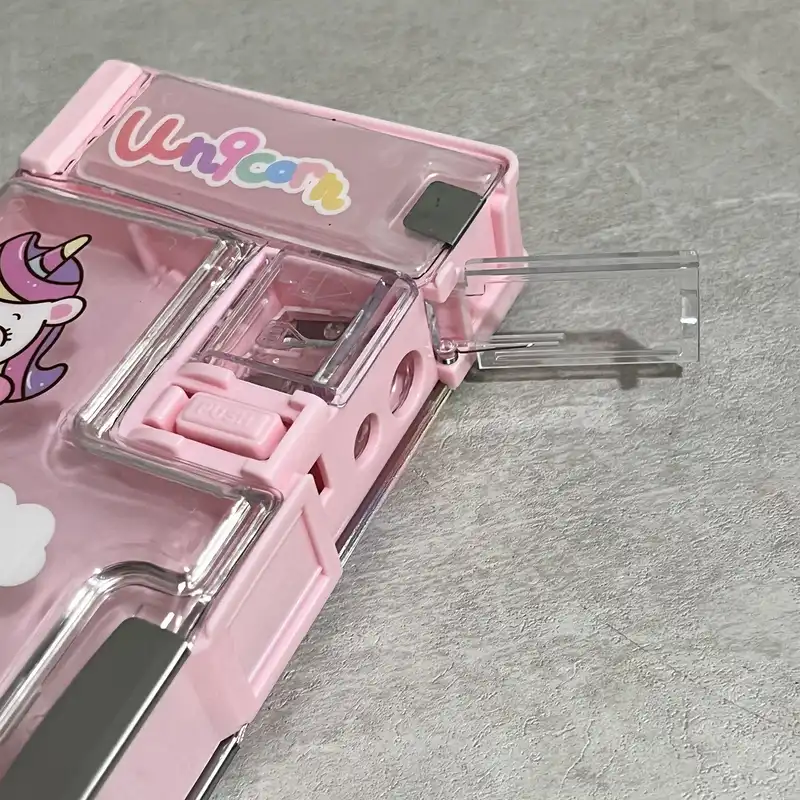 جامدادی مدل مگنتی طرح یونیکورن اسکویشی شفاف