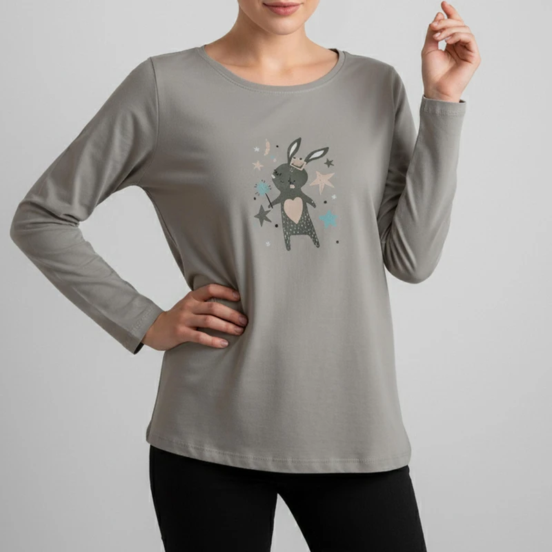 تی‌شرت راحتی آستین بلند زنانه ناربن مدل WT3950