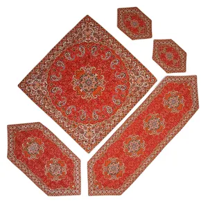 ست 5 تکه رومیزی ترمه یزد طرح نسترن