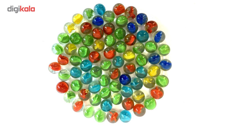 تیله شیشه ای گلدونه مدل سه پر چندرنگ بسته 100 عددی