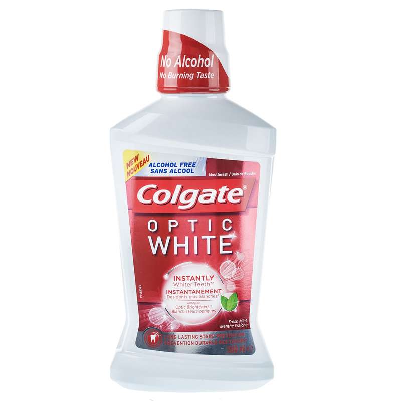 دهانشویه کلگیت مدل Optic White حجم 500 میلی لیتر