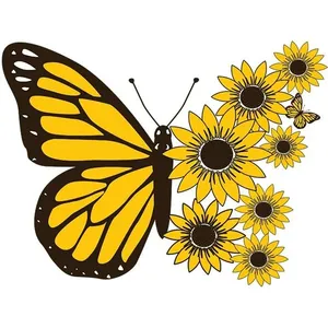 استیکر پارچه و لباس کارانس مدل  پروانه و گل کد AST-97 بسته 4 عددی