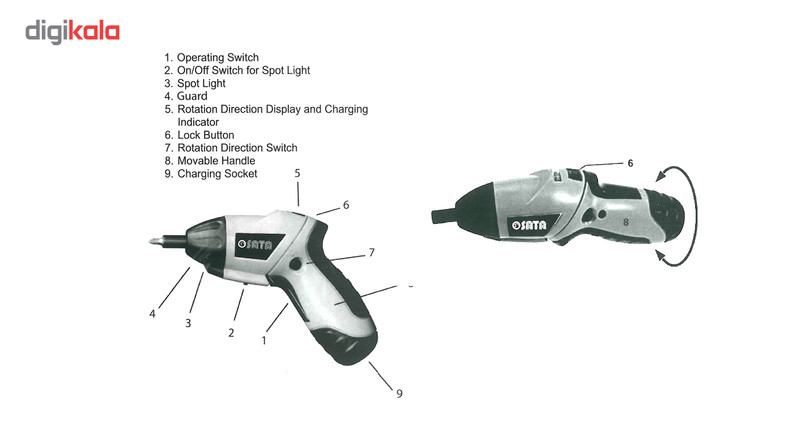 پیچ گوشتی شارژی تاشو ساتا مدل CSR110 پیچ گوشتی شارژی تاشو ساتا مدل CSR110