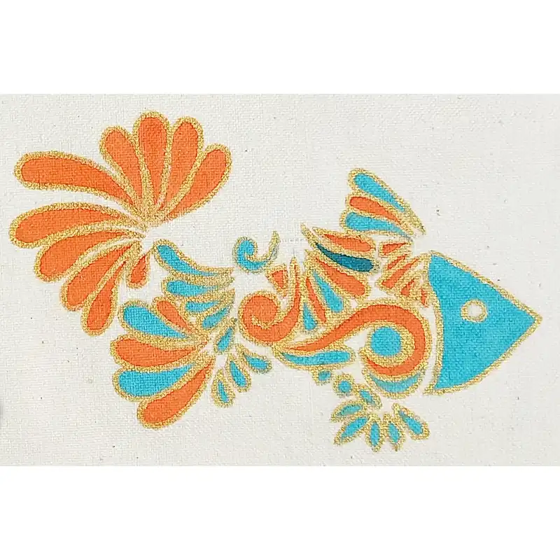 رومیزی چاپ دستی مدل ماهی وکتور