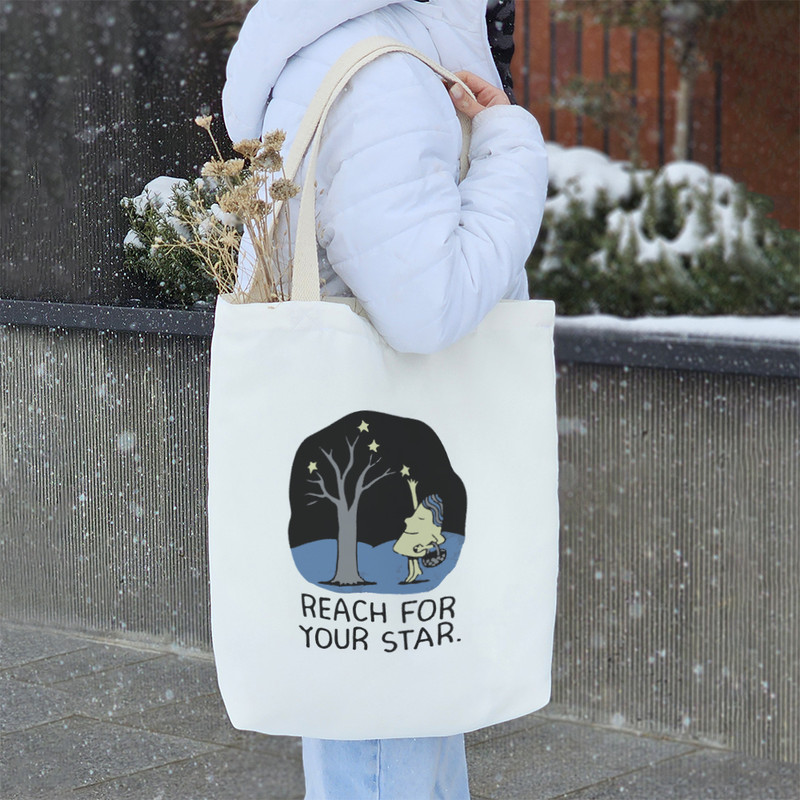 ساک خرید پارچه ای خندالو طرح Reach For Your Star مدل توت بگ کد 6675