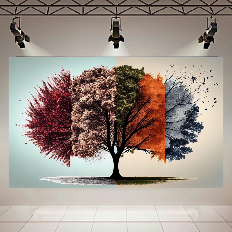 پوستر پارچه ای طرح طبیعت مدل درخت چهارفصل کد PD962