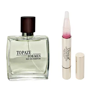 Stavita Topaze Eau De Parfum For Men 100ml with  Lansur My Love 02 Lipgloss