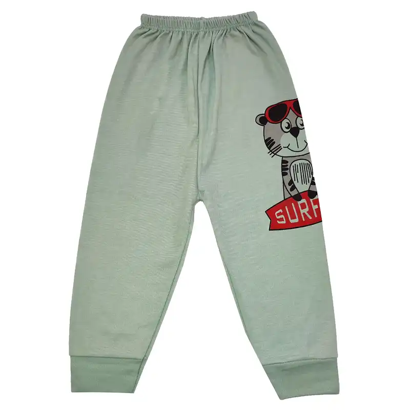 ست تی شرت و شلوار بچگانه مدل پیشی کد 3791 رنگ سبز تیره