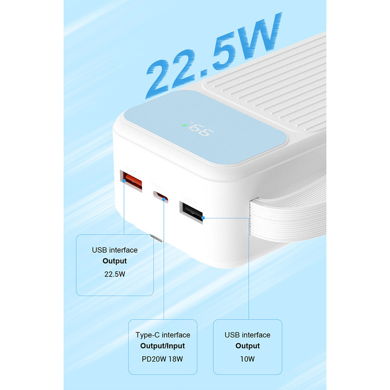 پاوربانک پی زد ایکس مدل V31 Fast Charge 22.5W Cabled ظرفیت 30000 میلی آمپر ساعت