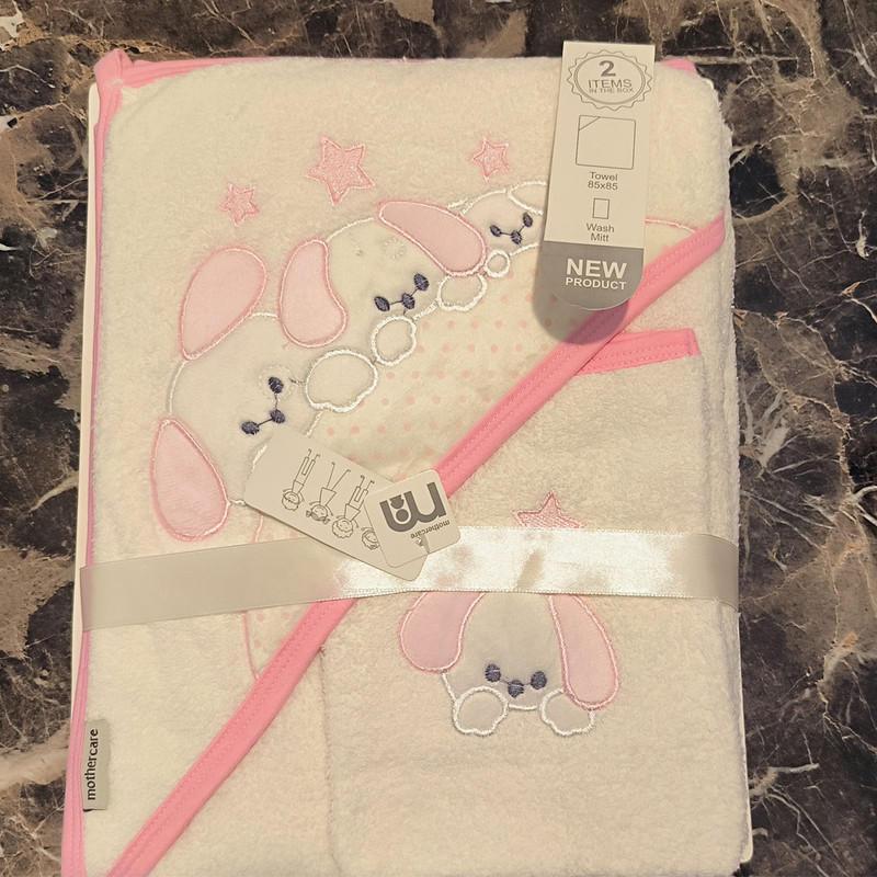 ست حوله نوزادی مادرکر طرح گلدوزی مدل baby dogs مجموعه 2 عددی