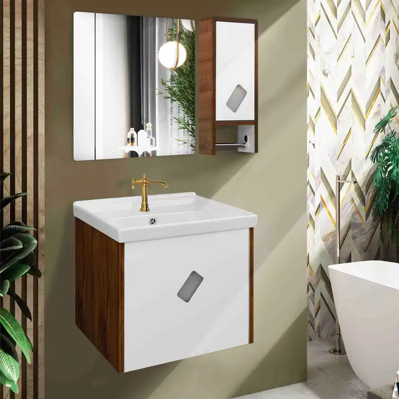 ست کابینت و روشویی آزالیا مدل کایرا کد B01 به همراه آینه و باکس