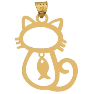 آویز گردنبند طلا 18 عیار زنانه قیراط طرح گربه و ماهی کد GH4542