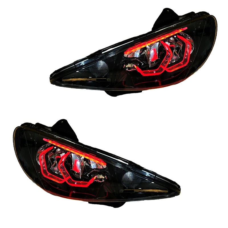 چراغ جلو خودرو گروه پژوهش صنعت مدرن مدل 3D-Hexa-B-R دو حالته مناسب برای پژو 206 بسته دو عددی