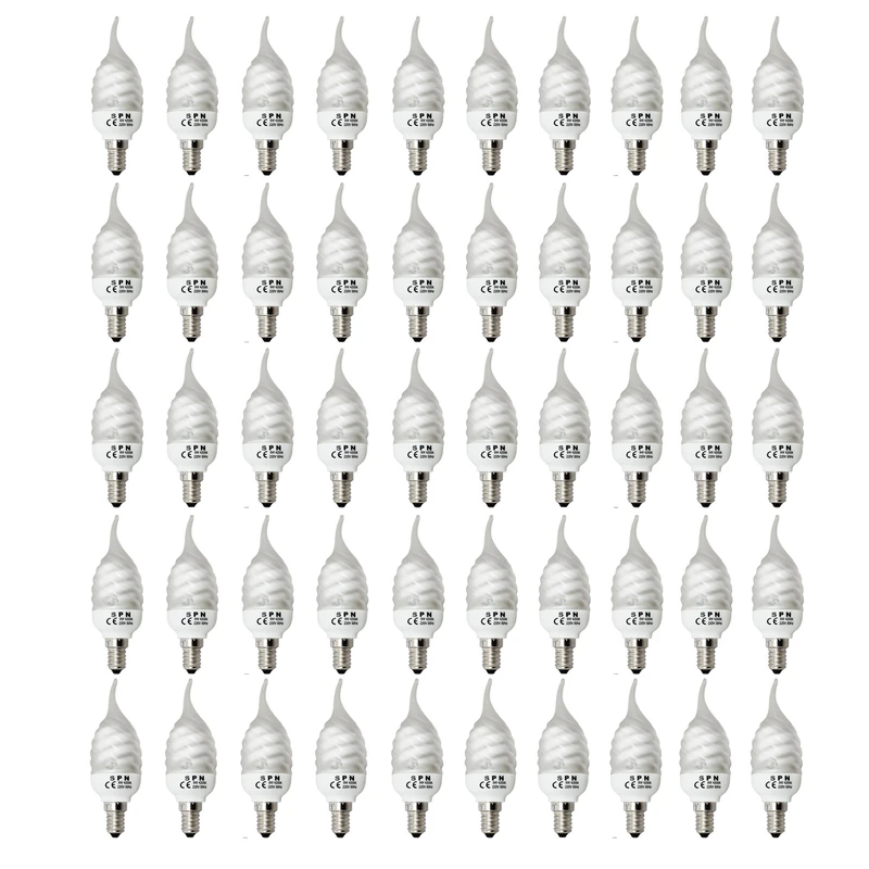 لامپ کم‌مصرف 9 وات اس پی ان مدل torch light پایه E14 بسته 50 عددی