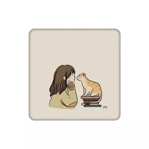 زیرلیوانی طرح گربه و کتاب و دختر کد 8772768