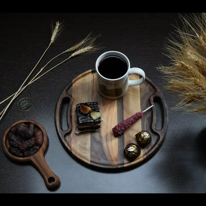 سینی چوبی هاوین مدل دسته دار روستیک