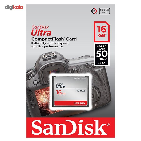 کارت حافظه CompactFlash سن دیسک مدل Ultra سرعت 333X 50MBps ظرفیت 16 گیگابایت