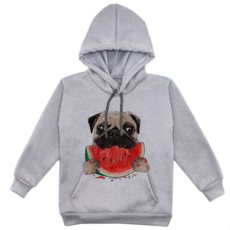 هودی پسرانه مدل سگ و هندونه کد F53 رنگ طوسی