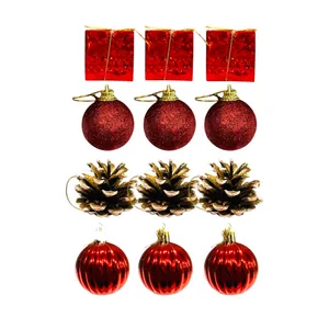 آویز تزیینی مدل درخت کریسمس مجموعه 12 عددی