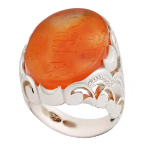 انگشتر نقره مردانه بازرگانی میلادی مدل رکاب دست ساز استاد تاج خطاطی سبحان الله کد AM_2764