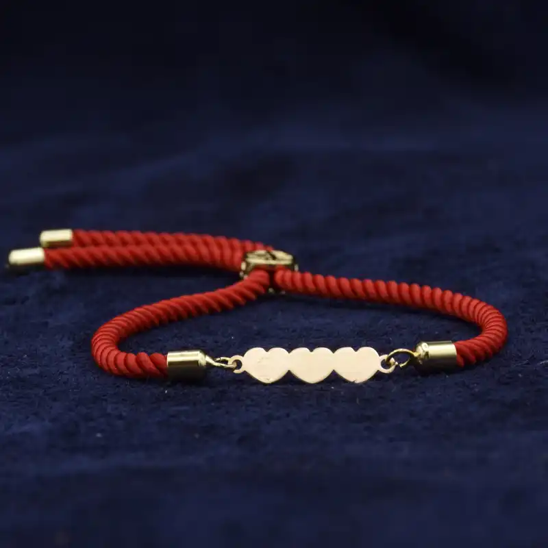 دستبند طلا 18 عیار زنانه مدل سه قلب  P909