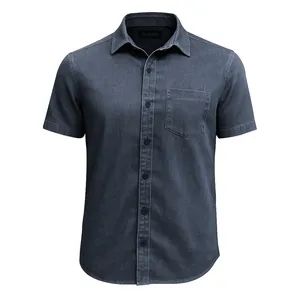 پیراهن آستین کوتاه یقه برگردان مردانه مدل جین 13S