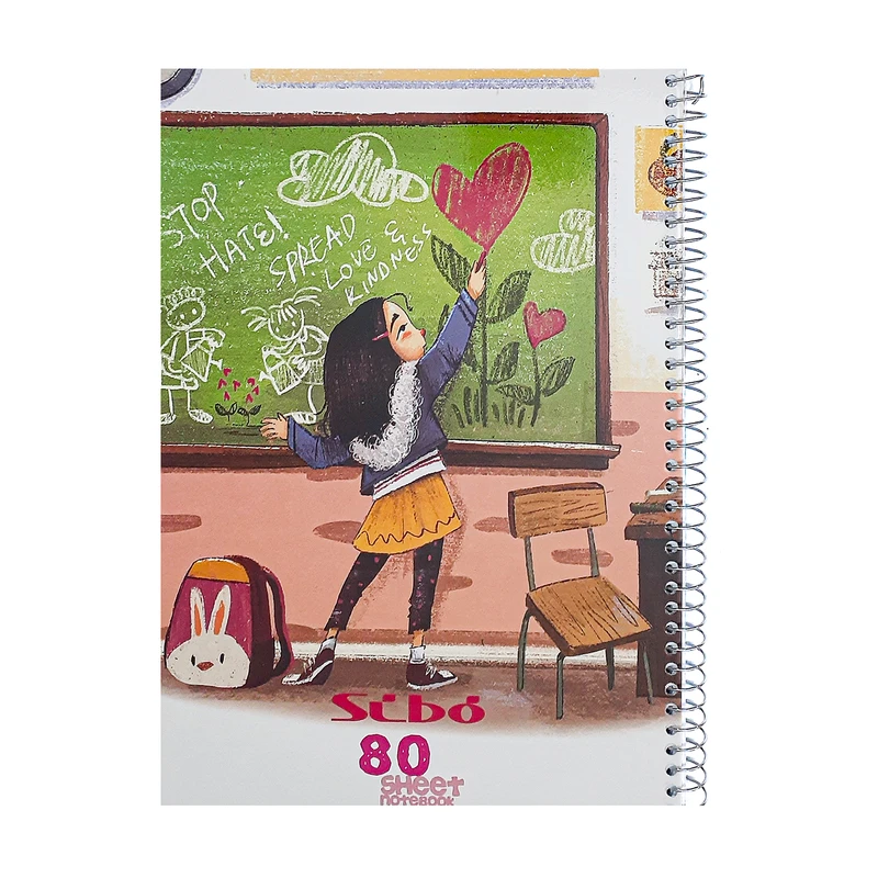 دفتر مشق 80 برگ سیبو مدل کیندر طرح دختر وتخته سیاه کد s2-50